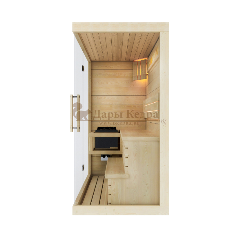 Двухместная прямая финская «Элит» сауна кабина из кедра и липы с электрокаменкой